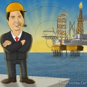 Business Caricature - Oil Industry Tycoon with Oil Platform