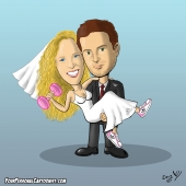 Wedding Caricature - Groom Holding Sporty Bride