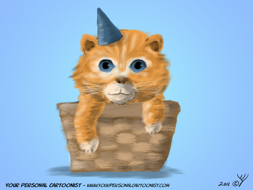Birthday Kitten in a Basket Clipart