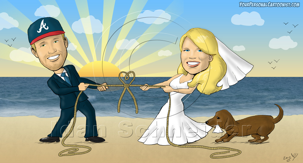 Caricature Wedding Invitation - Tying The Knot